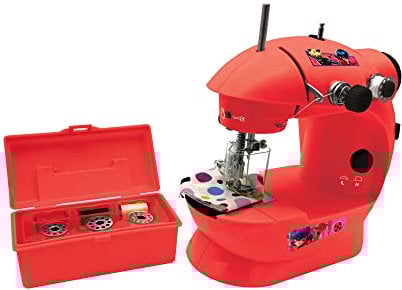 Lexibook, Miraculous Ladybug Cat Noir, Nähmaschine mit Zubehör, Licht und Pedal, imitiertes Rollenspielzeug für Mädchen, Modedesignspiel, rot, SW100MI