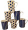 tamergifts Fine Bone China Set of 6 Mugs (Polka Dots Blue & White Mugs)