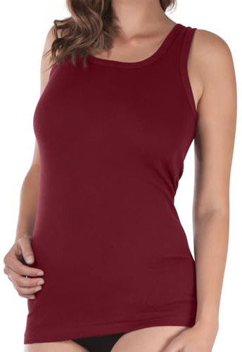 Celodoro Damen Longshirt (1 Stück), Feinripp Unterhemd - Bordeaux 32-34