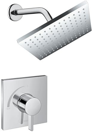 hansgrohe 04960000 Vernis Square Set de douche avec Barre de douche et Mitigeur douche, Chromé