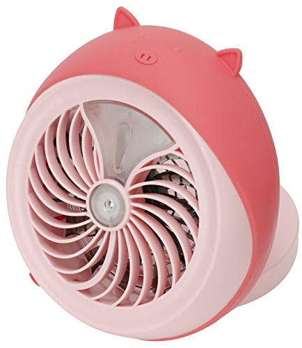 Alvinlite Mini Ventilateur de Bureau Personnel, Ventilateur de Table de brumisation Rechargeable USB Mignon pour Bureau à Domicile(One Size-Rouge)