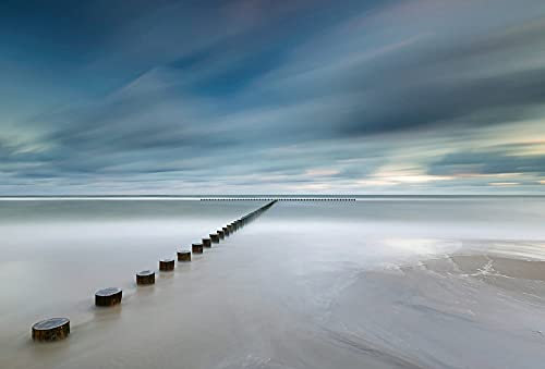 Fototapete Ostsee Natur Landschaft See Strand Schlafzimmer Wohnzimmer | 3,84 m x 2,6 m | Blau, Weiß, Braun