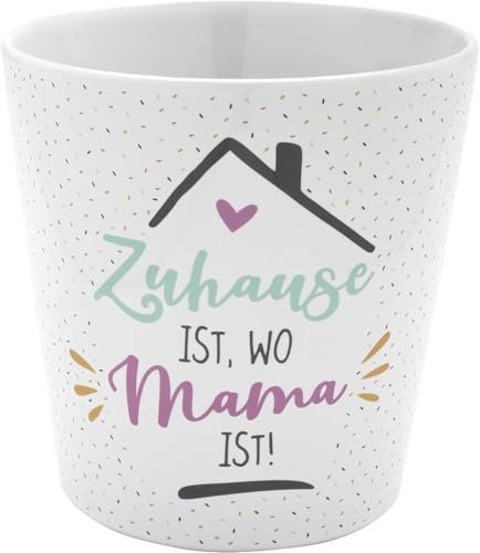 Gruss & CO Blumentopf mit Motiv Zuhause | Blumenübertopf aus Steinzeug, Höhe 10,5 cm, mit Spruch und Geschenk-Banderole | Geschenk Blumen, Geburtstag | 47525