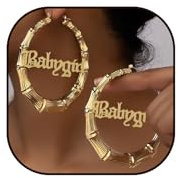 Grandes boucles d'oreilles créoles en bambou plaqué or et argent pour femmes et filles, style hip-pop, bijoux de fête, zinc, sans pierre précieuse, Zinc, Pas de gemme