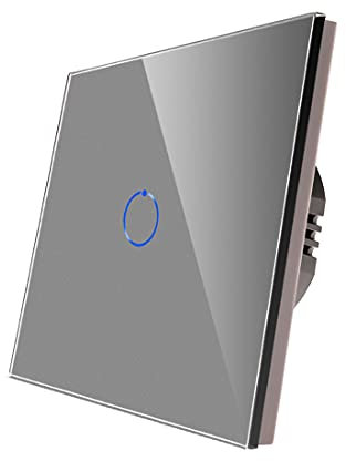 CNBINGO Dimmschalter für LED-Leuchten - Touch Lichtschalter unterputz - Dimmer schalter einfach in Grau - Wandschalter mit Glas Panel und Status-LED