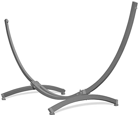 Potenza Tytan Gestell Outdoor Hängemattengestell XXL 370cm, bis 350kg I Gestell für Hängematten, Rahmen aus Stahl wetterfest (1 Basic Gestell, Grau)
