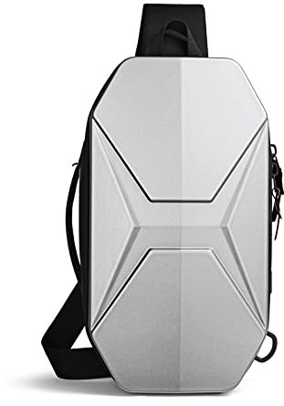 FANDARE Brusttasche Sling Bag Umhängetasche mit USB-Ladeanschluss Herren Schultertasche Grosse Kapazität Crossbody Bag für Outdoor Sport Wandern Radfahren Reisen Wasserdichtes Eva Silber