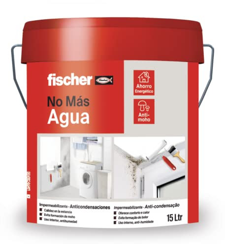 fischer - Pintura Antihumedad y Antimoho | Aislante Térmico y Antimoho | Uso Interior y Exterior | Alta Elasticidad y Repintable | Secado Rápido | 15L | Blanco