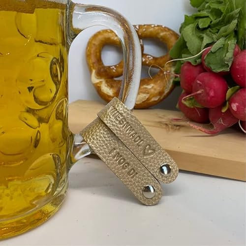 Nessis Manufactur Henkel Maßkrugband Bierkrugmarkierer Biergkrugband Oktoberfest Wiesnmald/Lausbua/I mog di (Wiesnmadl - Gold)