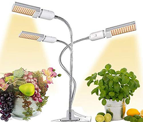HODAGES Plant Grow Light，45w/68w Leds Full Spectrum Grow Lamp White， Dual Head Gooseneck Desk Plant Light， For Indoor Plants
