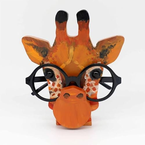 HBSGS Brillenhalter aus Holz, kreativer niedlicher Tier-Brillenhalter, handgefertigt, kreatives Sonnenbrillen-Display für Desktop-Accessoire, Heimbüro-Dekor, Geburtstag(Giraffe)