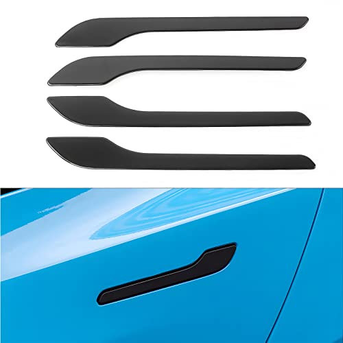 YJMOTOR Fit Tesla Model 3(Highland) and Modle Y(Juniper) 2017-2025 Door Handle Decoration Cover,for Car Door Handle Sills Protection Wrap Accessories 4Pcs (Matte Black)