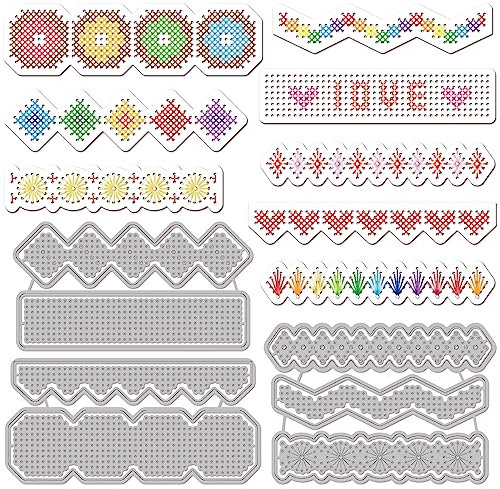 GLOBLELAND Bordüren Stich Stanzformen Für DIY Scrapbooking Metall Nähen Spitze Stanzungen Prägeschablonen Vorlage Für Papierkartenherstellung Dekoration Album Handwerk Dekor