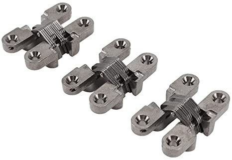 VIFERR Kreuz Scharnier, 3 Stück 43mm Mini Türschloss Scharniere Versteckte Scharnier Zinklegierung 180 Grad Unsichtbare Falttür-Kreuzscharniere für Möbel, Hardware, Schrank, Schmuckkästchen