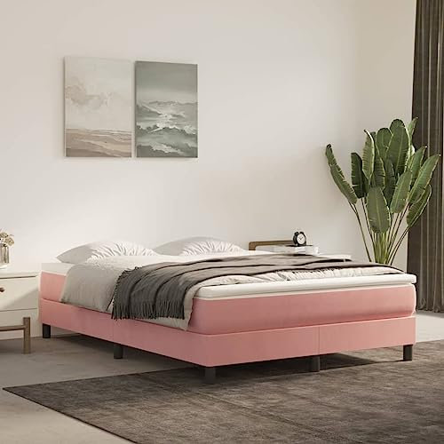 SKM Boxspringbett Rosa 140x200 cm Samt, Weight: 24 kg, 3120777