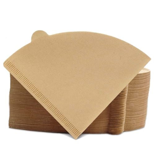 Lot de 200 filtres à café coniques taille 02, 1 à 4 tasses, marron naturel non blanchi, filtre à café jetable V02, compatible avec V60 et machine à café de forme conique