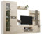 mattfy - Mueble de Salón Moderno con Leds, Módulos de Comedor, Modelo Alice, Acabado en Cambria y Choco, Medidas: 300 cm (Ancho) x 200 cm (Alto) 40 cm (Fondo)