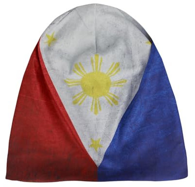 Vcmaluco Flag Slouchy Beanie Mütze für Herren Damen, Leichte Oversize Große Dünne Skull Cap Schlafmütze, Philippinen Flagge, Einheitsgröße