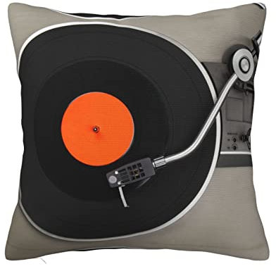 MELPHI Quadratisches Kissen mit Vintage-Vinyl-Schallplatten-Druck, kann in jedem Zimmer, Schlafzimmer, Gästezimmer, Kinderzimmer verwendet werden