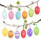 AhfuLife 12Pezzi Appese Uova di Pasqua - Decorazioni per Albero di Pasqua in Plastica Colorata 4x6 cm, Uova Dipinte con Design Festivo per Casa, Giardino e Feste (Stile 2)
