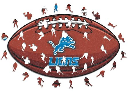 Iconic Puzzles, Detroit Lions Crest, 100% ökologisch nachhaltiges Holzpuzzle mit offizieller Lizenz, Größe L, 500 Teile