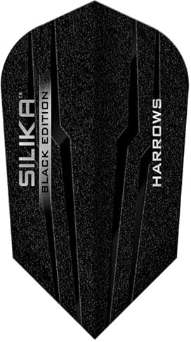 Harrows Dart Silika Black Edition Dart Flight speciallaminerad dartflight set, tillbehör för stålarts och softdart (slim)