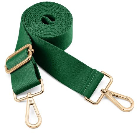 QIUTIMIY Schultergurt, Verstellbarer, Dicker, weicher, universeller, Rutschfester Ersatz-Komfortgurt mit Metall-Drehhaken für Umhängetasche/Messenger-Tasche(grün)