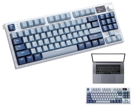 Generic - RGB Mechanical Wireless, Wired, BT 5.0 3-Mode Gasket-Mounted Keyboard | Hot-Swappable Mechanical Keyboard With LCD Display For Home, 14.96x5.91x1.38 inches