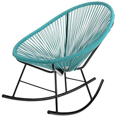 KPERXIS Rattan-Schaukelstuhl für Sonnenliege, Liegestuhl, Gartenstuhl mit Fußhocker und Armlehne, Liegestühle für Terrasse und Pool, bunt, Sonnenliege