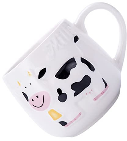 CIYODO Taza De Café De Cerámica Diseño De Vaca Lechera, 400 Ml, Material Cerámico, Apta Para Uso Diario, Adecuado Para Parejas, Taza Para Desayuno