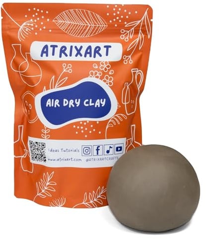 Atrixart Air Dry Clay, for Pottery Sculpting 1kg Bag. Our Premium Stoneware Pottery Clay is Fibre Reinforced for Strength and Crack Resistance. Ideal Modelling Clay for Adults and Kids Crafts