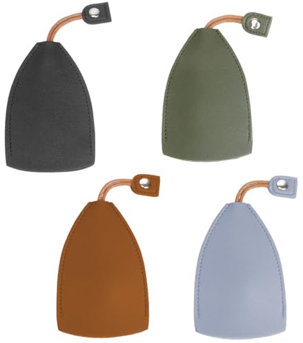 EIHI 4 piezas Funda para llavero, cuero sintético (PU), adecuado para insertar las llaves del coche Negro Verde Azul Marrón