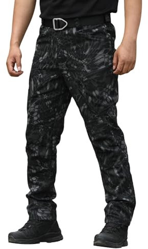 LinRim Taktisch Cargohose Herren Wasserdicht Viele Taschen Slim Fit Wanderhose Outdoor Jagdhose Military Wandern Pants Taktische Hosen Airsoft Hosen Multi-Tasche Diensthosen Camouflage Hose