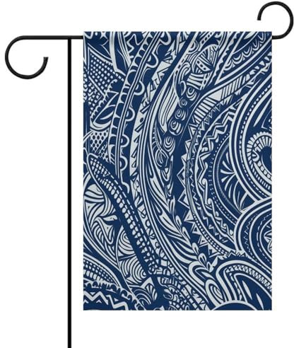 Gartenflagge, 30,5 x 45,7 cm, blaues polynesisches Maori-Stammesmuster, doppelseitige Außendekoration, Hofflagge, Outdoor-Flagge