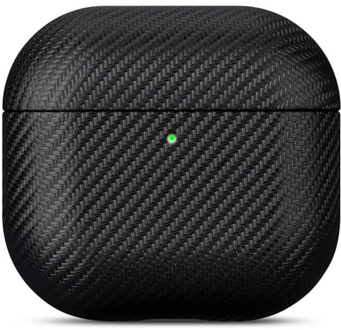 Haobobro [Karbonfaser Textur] kompatibel mit AirPods 4 Hülle Case 2024 - Handgefertigt für AirPods 4. Generation Hülle - Stoßdämpfende Schutzhülle mit Premium Finish - Schwarz