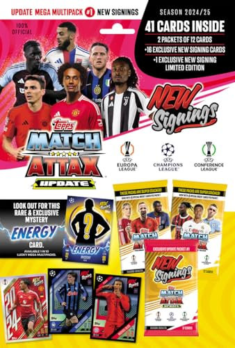 Topps Match Attax 24/25 - Update Mega Multipack #1 - Neuverpflichtungen! 41 Match Attax-Karten, darunter 16 Neuverpflichtungen und eine exklusive LE!