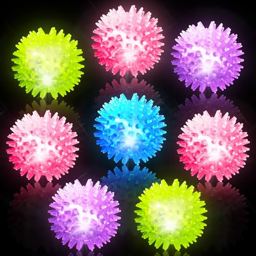 Ainiv 8pcs Igelball Mitgebsel Kindergeburtstag, Leuchtball Gastgeschenke, Jump Ball Leuchtspielzeug, Kinder Stressball, Led Flummies, Party Gadgets, Led Party Grundschule Geschenke