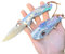 Obespina Couteau Pliant Lame Acier Damas, Couteau de Poche Damascus Avec lame Tranchante et Manche en Abalone Nacre, Pour Collection ou Cadeau Homme Et Femme