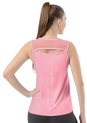 Bezioner Sport Top Damen Netz Laufen Yoga Shirt Frauen Schnelltrocknend Ärmellos Tennis Golf Oberteile Offener Rücken