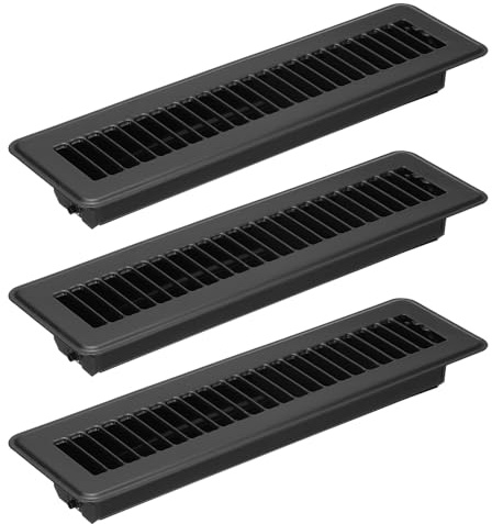 PATIKIL 3 Piezas 12 X 2 Pulgadas Rejilla de Suelo Rejillas de Suelo Negro | Cubierta de Ventilación de Aire, Fáciles de Ajustar, Resistente de Acero, Ajustable, Decorativa