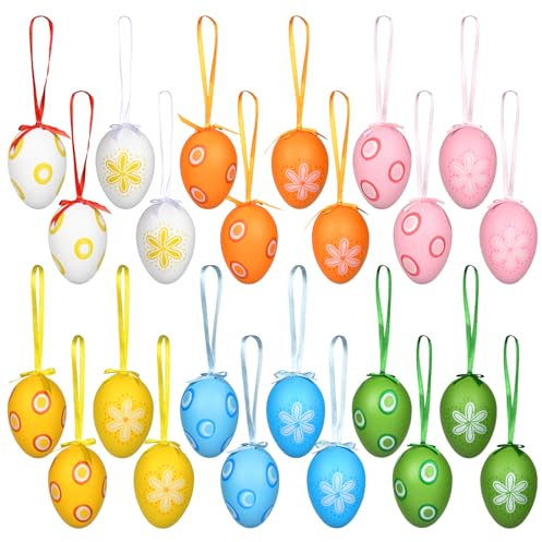 Ostereier zum Aufhängen Osterdeko 24 befüllbare Plastikeier für Säle Schlafzimmer im Freien Hängende Eierdekorationen(A)