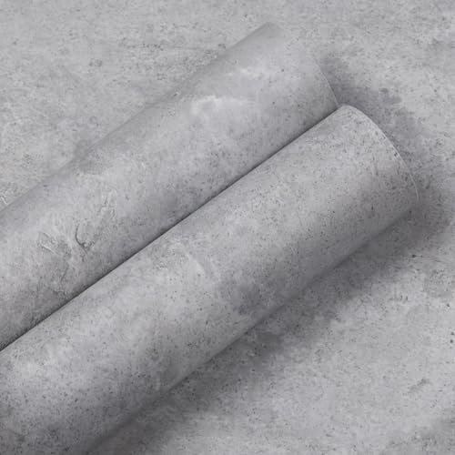 Hode Klebefolie Möbel Grau 60X1000cm, Möbelfolie Selbstklebend Betonoptik, Fensterbank Folie Selbstklebende Wasserdicht, Klebefolie für Küche Schrank Tische Tapete