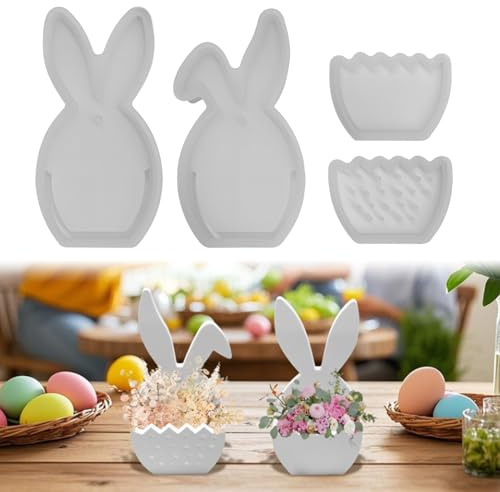 Silikonformen Gießformen Ostern, 4 Stück Silikonform Ostern Anhänger Silikonform Hase Gips Zum Gießen Ostern Silikon form Frühling Giessformen Silikon Ostern für Geldgeschenke (B)