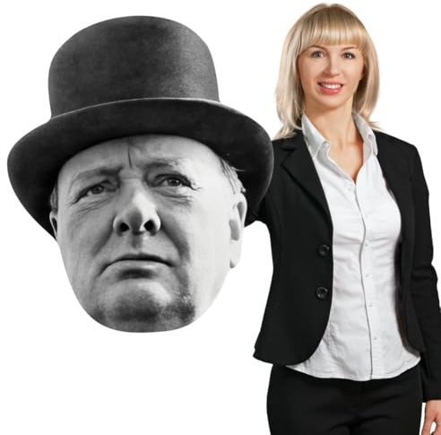 Star Cutouts GH015 Winston Churchill Giant Head Cardboard Cutout 73cm – British History Party Prop, VE Day Decoration & National Celebration Display