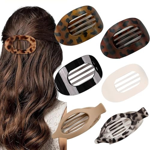 GWAWG Flache Haarspangen für Damen und Mädchen, gebogenes Design, Haarklammer zum Liegen, Fahren, Arbeiten, starker Halter für dickes, dünnes Haar, rutschfestes Haar-Accessoire, mehrfarbig, 6 Stück