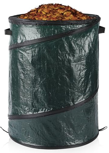 Pop Up Garden Waste Bag Collapsible Large Heavy Duty Sack With Handles For Waste Rubbish Toys Etc Garden Bag For Storage Gardening (130L - 48x72cm)