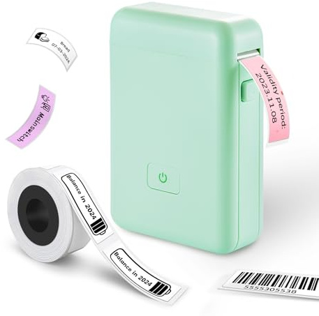 vretti HP2 Portable Bluetooth Label Maker Machine with Tape - Label Printer for Storage, Office, Home, Mini Smart Phone Handheld Sticker Printer (Green)