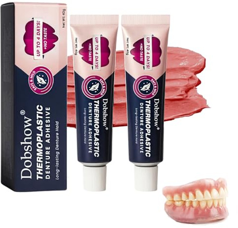 2PCS Thermoplastic Denture Adhesive, Extra Strong and Durable Denture-Adhesive, Ultra Max Hold Adhesive, Can Last Up to 4 Days, Suitable for All Ages