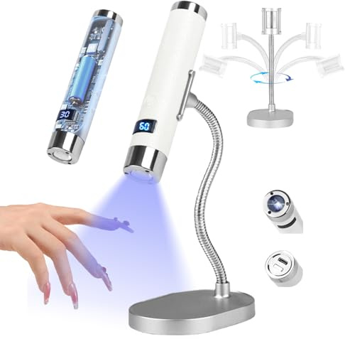 Aokitec UV LED Lampe für Gelnägel, AI-Sensor, 360° Flexibel, 800 mAh, Weiß | Smarte UV LED Nagellampe mit AI-Sensor, berührungsloser Aktivierung, 360° flexiblem Magnet-Arm & 800mAh Akku (3h Laufzeit)