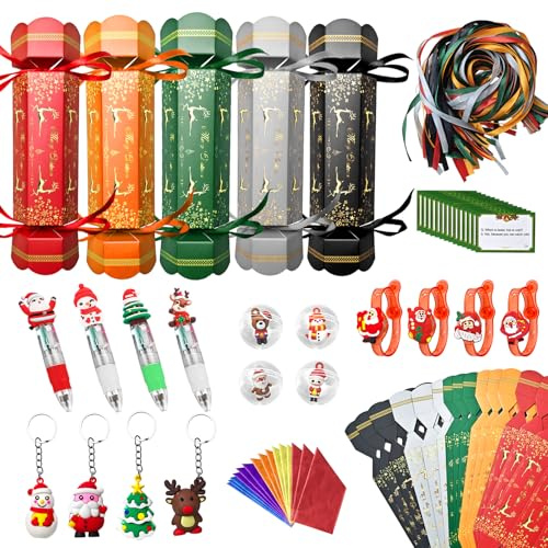 Surcotto 15 Stück DIY Weihnachten Knallbonbons Kit, Machen Sie Ihre eigenen Knallbonbons Set, DIY Weihnachten Knallbonbons Bulk, Xmas Party Knallbonbons Süßigkeiten Papier Boxen Neuheit Dekorationen